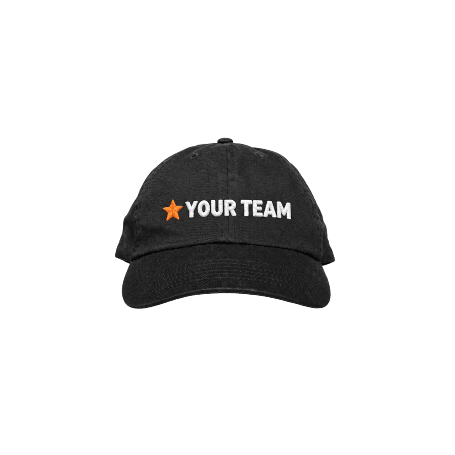 Black cap embroidered with Your Team